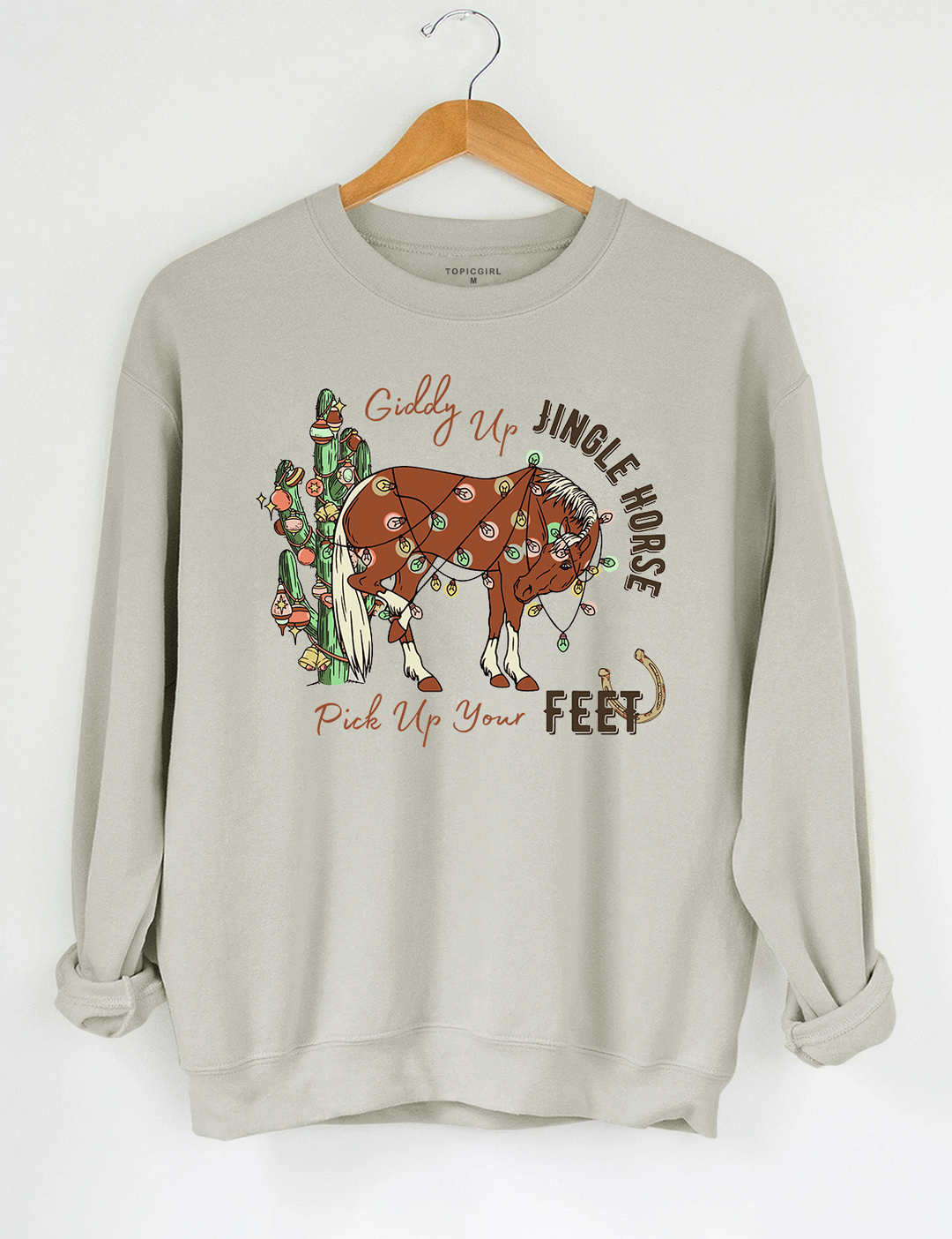Cowboy Santa Giddy Up Jingle Horse Pick Up Your Feet Sweatshirt