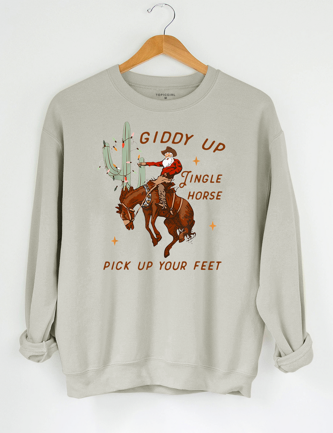 Giddy Up Jingle Horse Pick Up Your Feet Cowboy Santa Sweatshirt