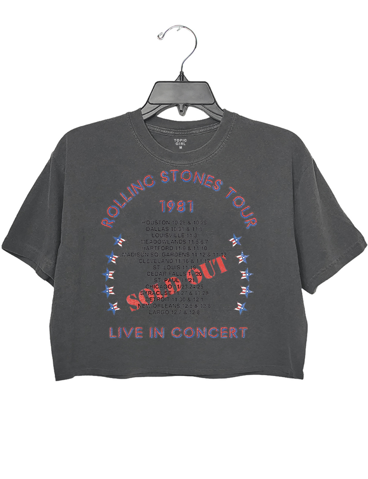 Rolling Stones Tour 1981 Live In Concert Crop Top