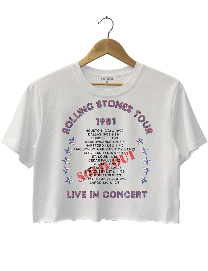 Rolling Stones Tour 1981 Live In Concert Crop Top
