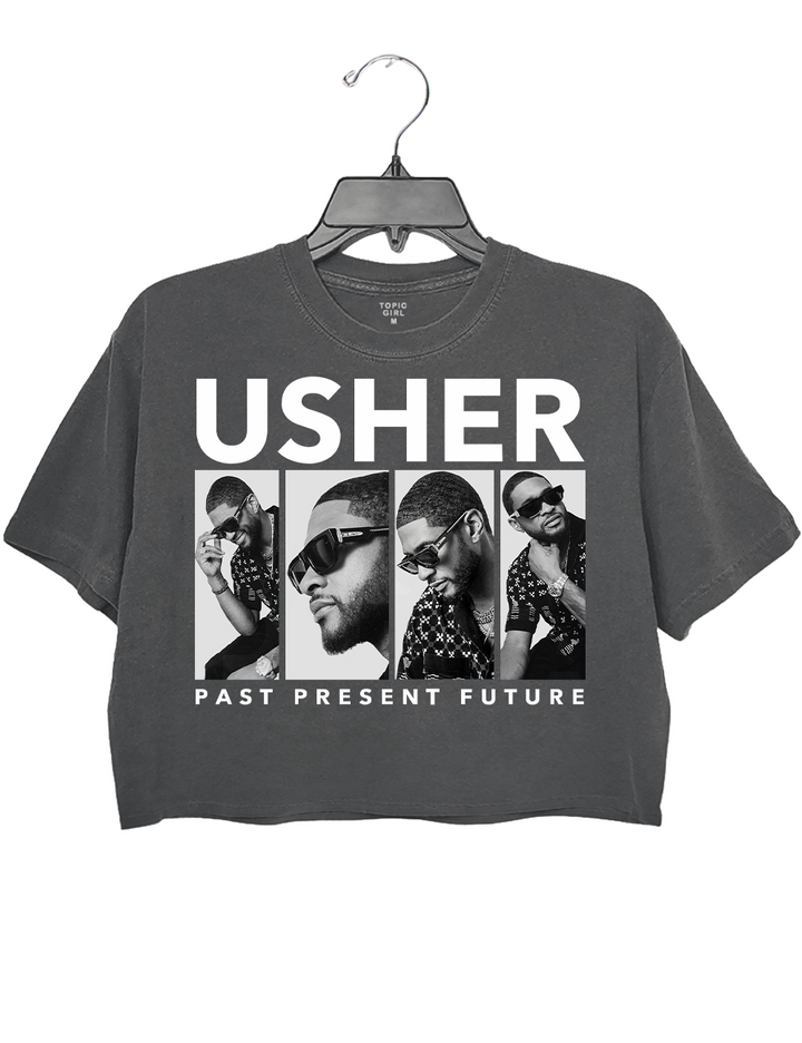 Past Present Future Usher Crop Top