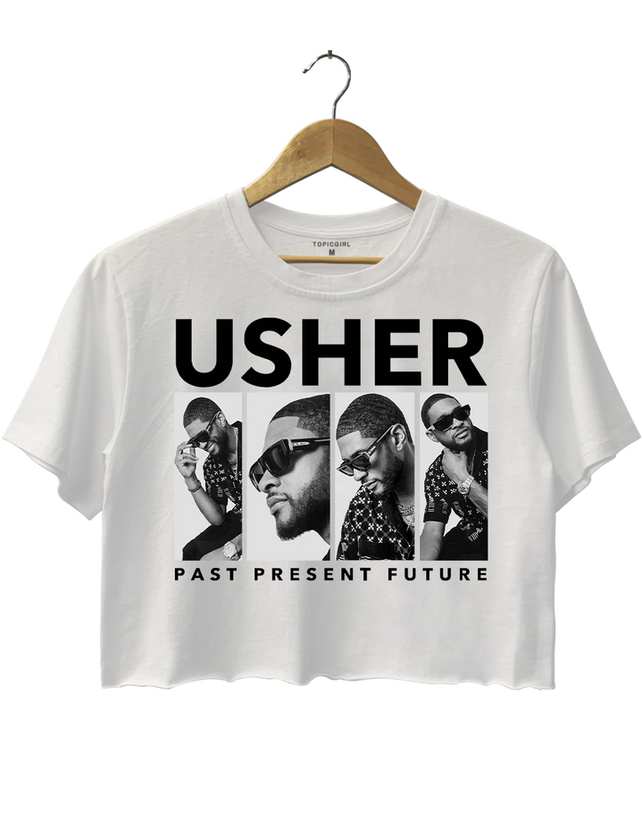 Past Present Future Usher Crop Top