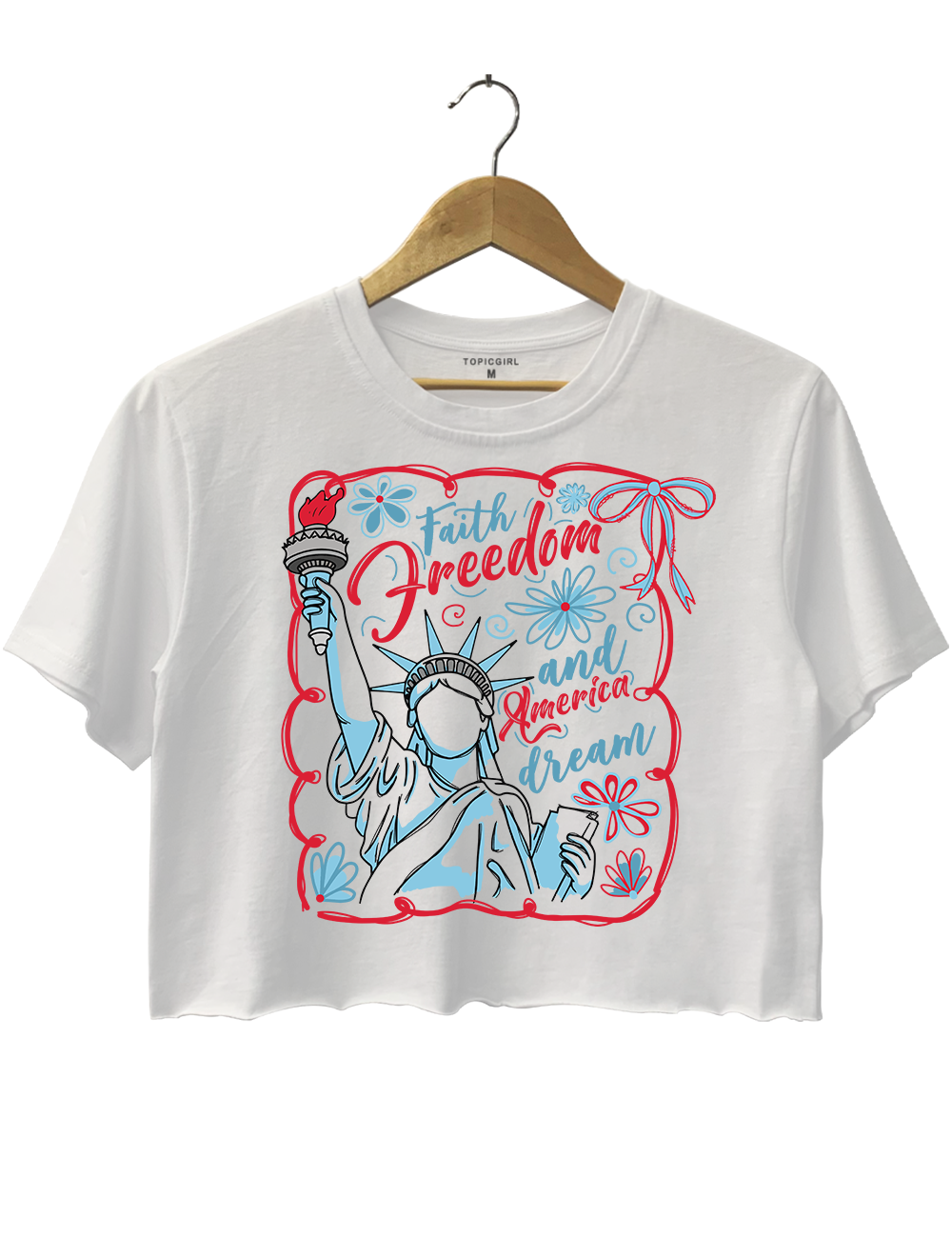 Faith Freedom And America Dream Christian 4th Of July Crop Top