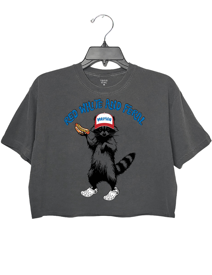 4th of July Red White and Feral Crop Top