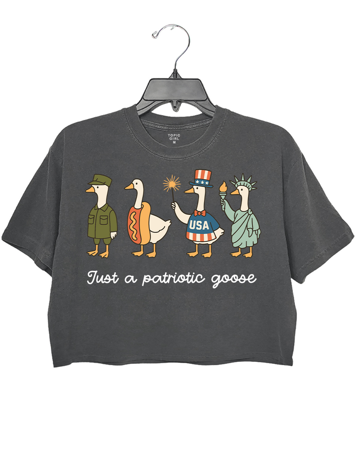 Just A Patriotic Goose 4th of July Crop Top