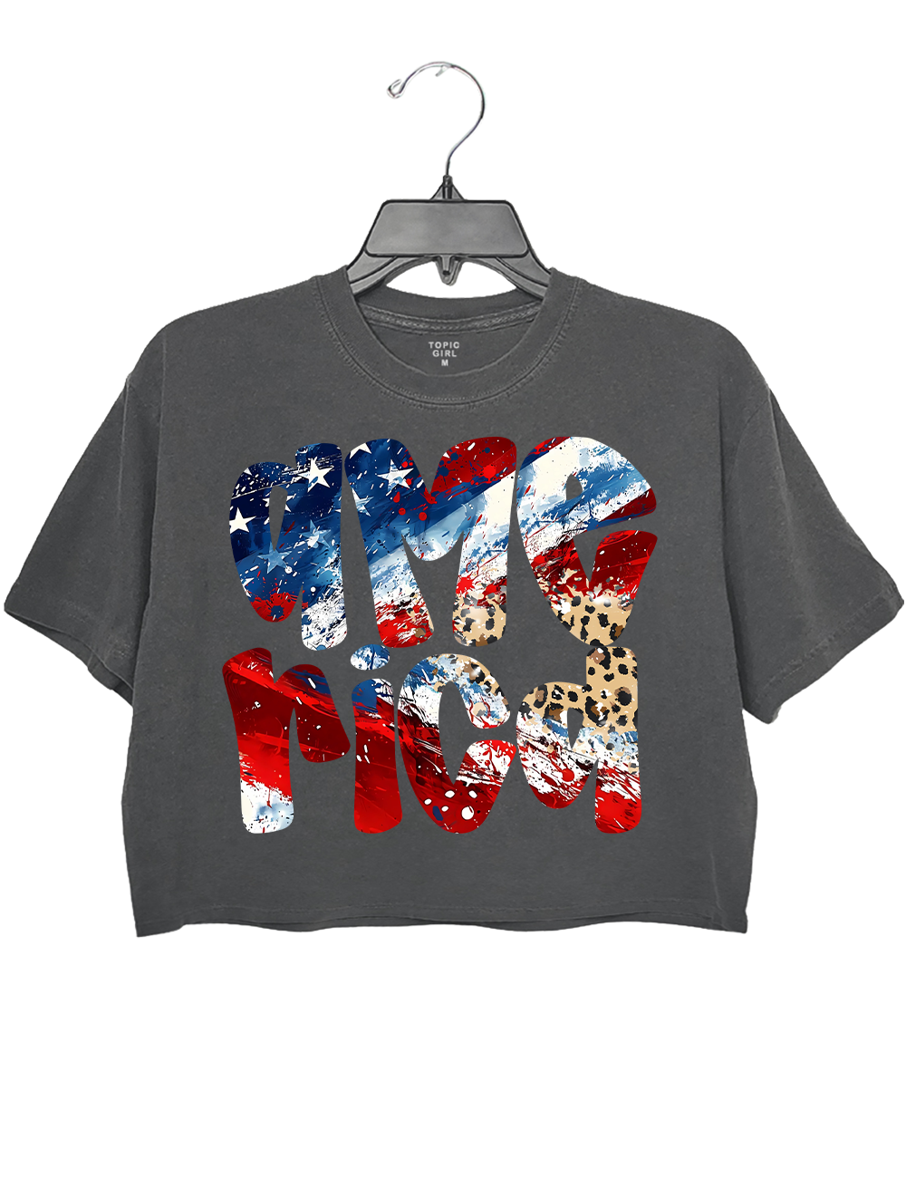 America Brushstroke Patriotic Freedom Crop Top