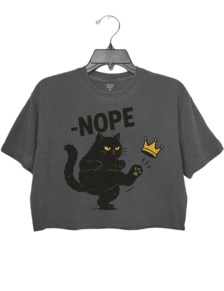 No Kings in America Black Cat Crop Top