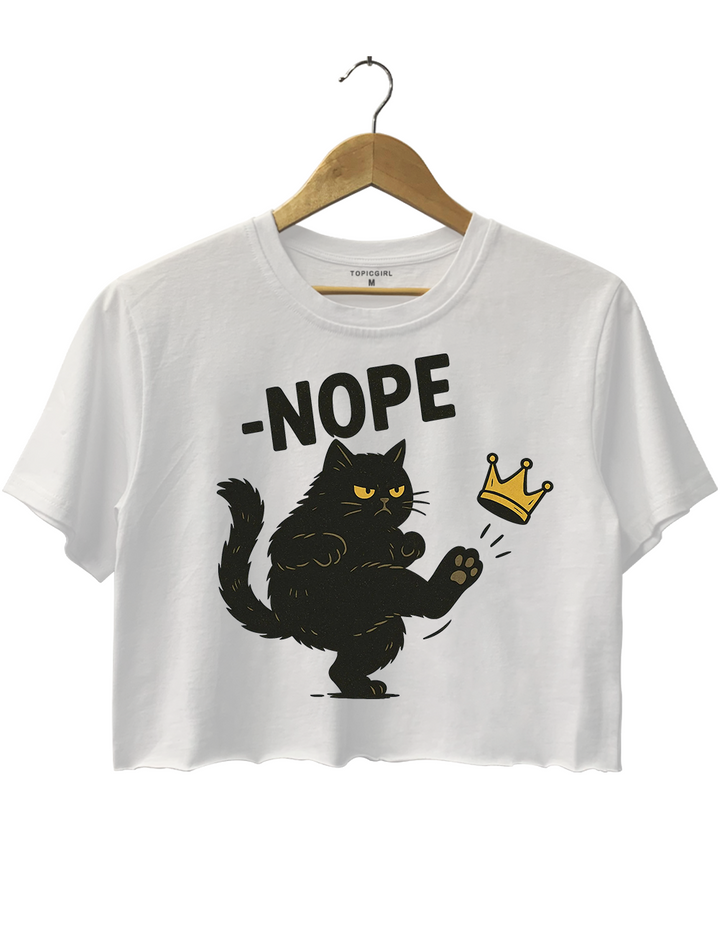 No Kings in America Black Cat Crop Top