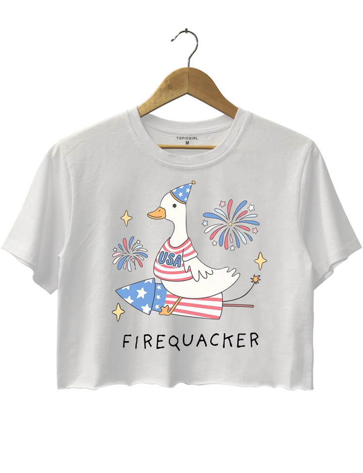 Funny July 4th Funny Goose Crop Top