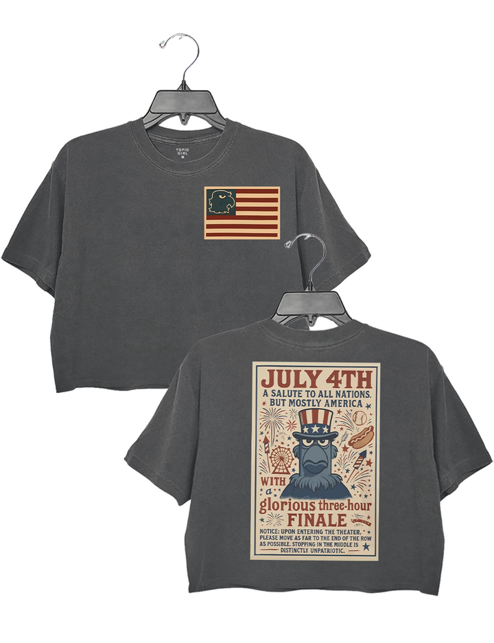 Patriotic Sam the Eagle July 4th Fireworks Celebration Crop Top