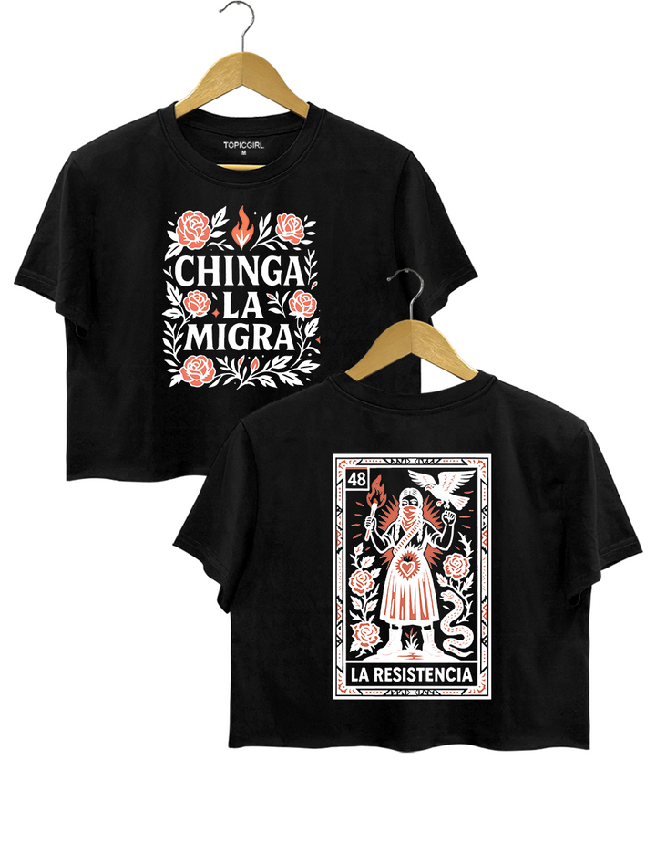 Chinga La Migra Floral Crop Top