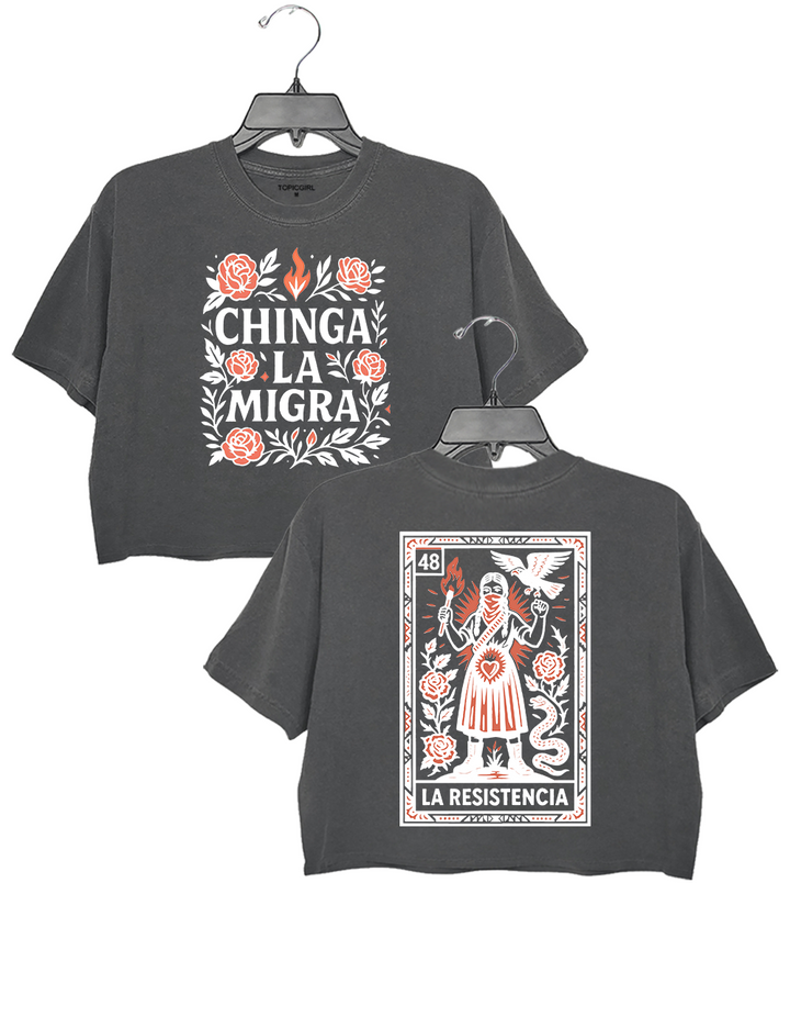Chinga La Migra Floral Crop Top