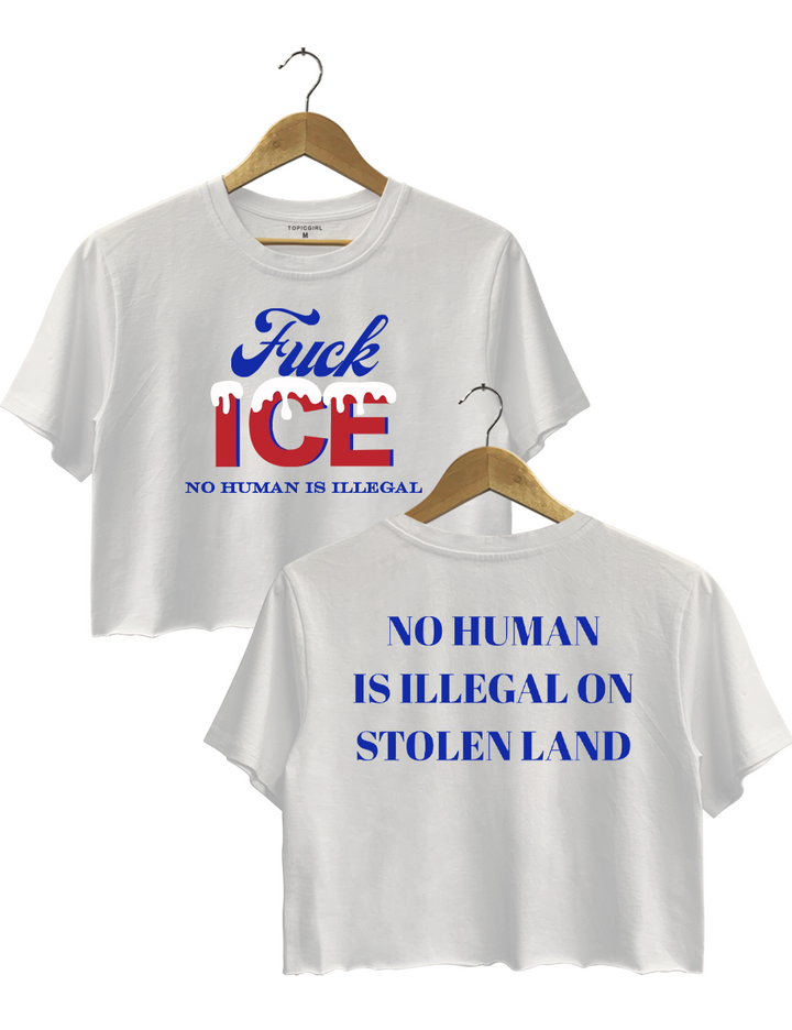 No Humen ls lllega Crop Top