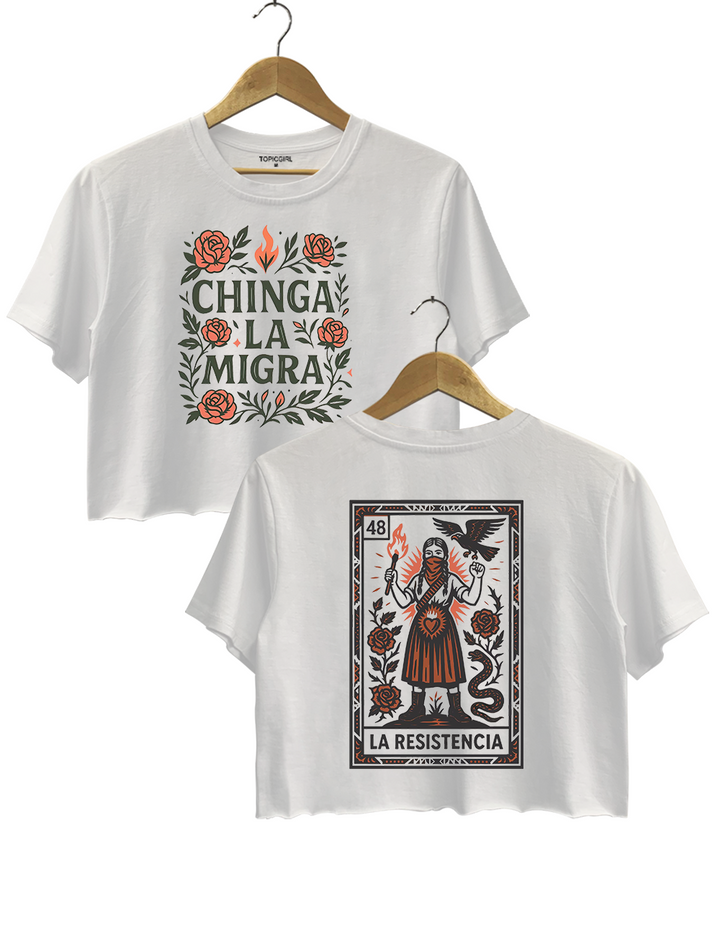 Chinga La Migra Floral Crop Top