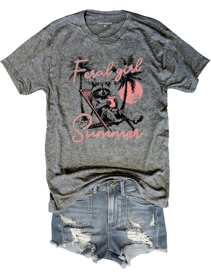 Funny Raccoon Feral Girl Summer Crop Top