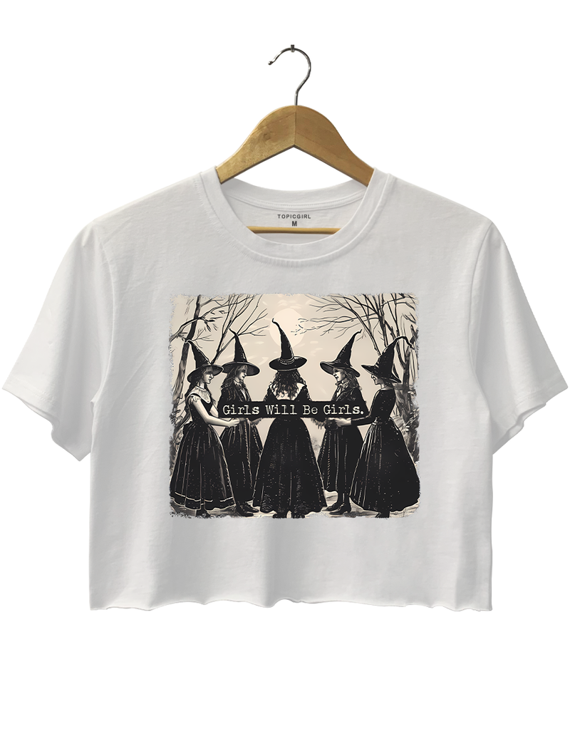 Girls Will Be Girls Witches Halloween Crop Top
