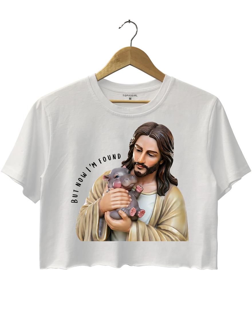 Moo Deng Lover But Now I Found Jesus Crop Top