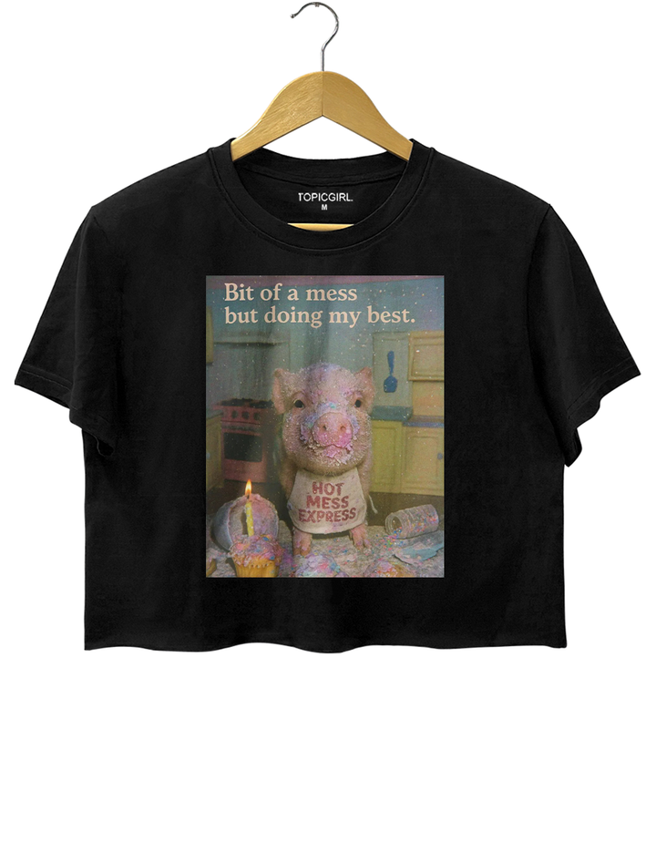 Cute Pig Bit Of A Mess but Doing My Best Crop Top