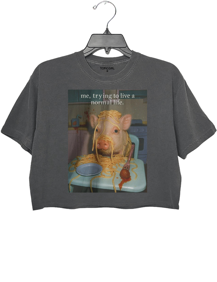 Cute Pig Me Trying To Live A Normal Life Crop Top