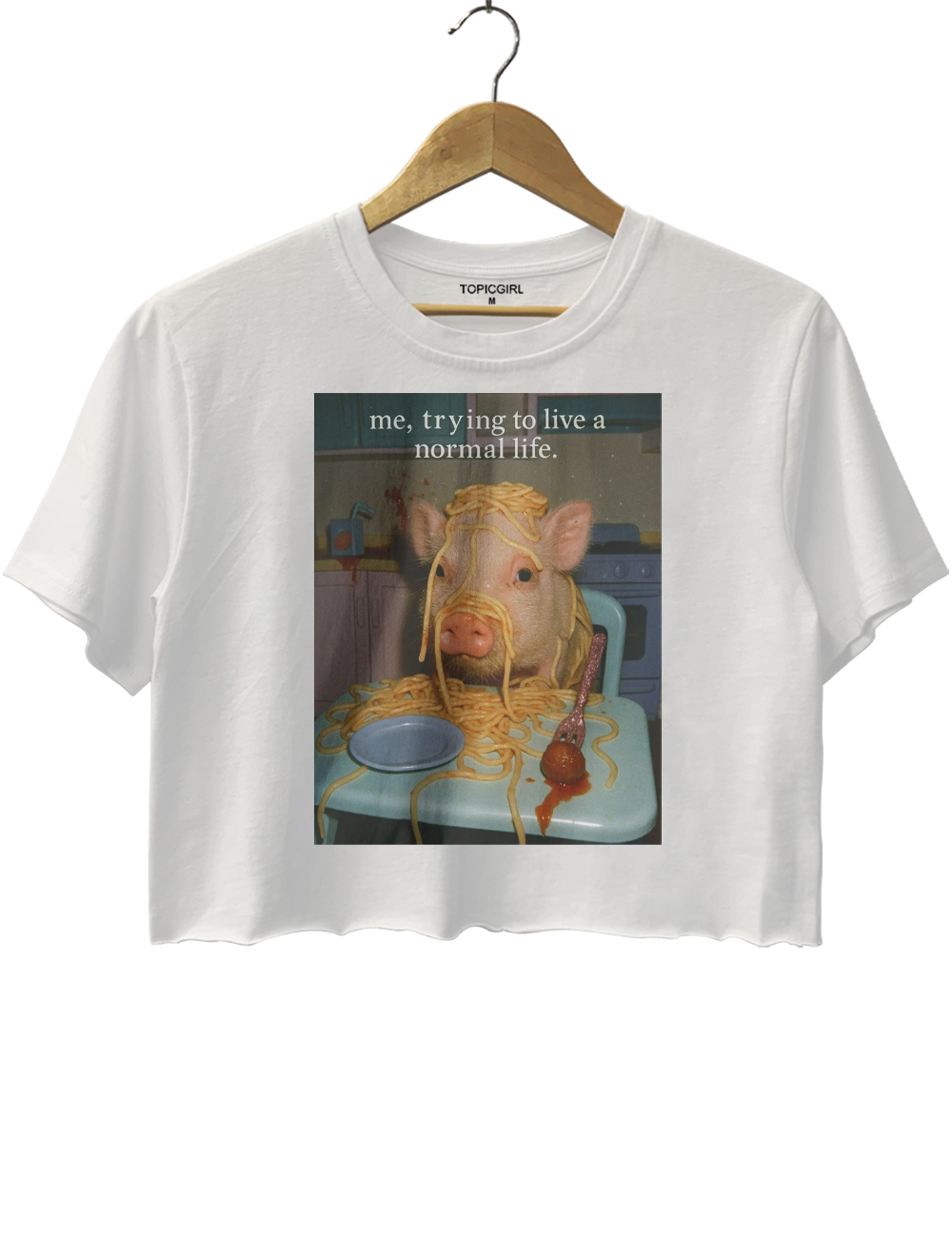Cute Pig Me Trying To Live A Normal Life Crop Top