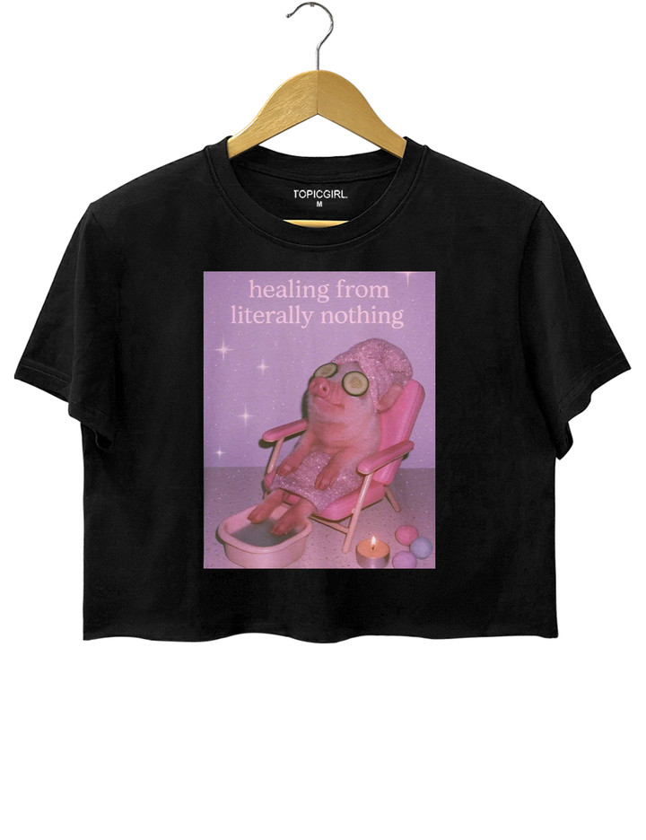 Cute Pig Healing From Literally Nothing Crop Top
