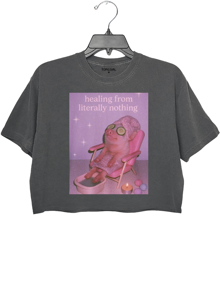 Cute Pig Healing From Literally Nothing Crop Top