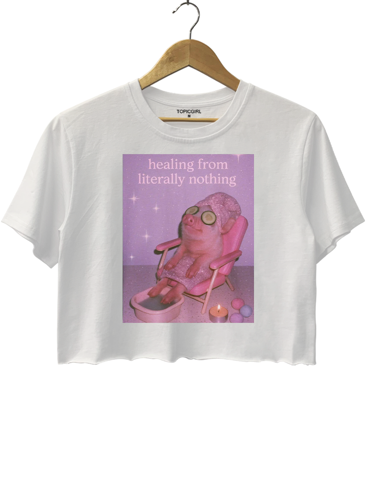 Cute Pig Healing From Literally Nothing Crop Top