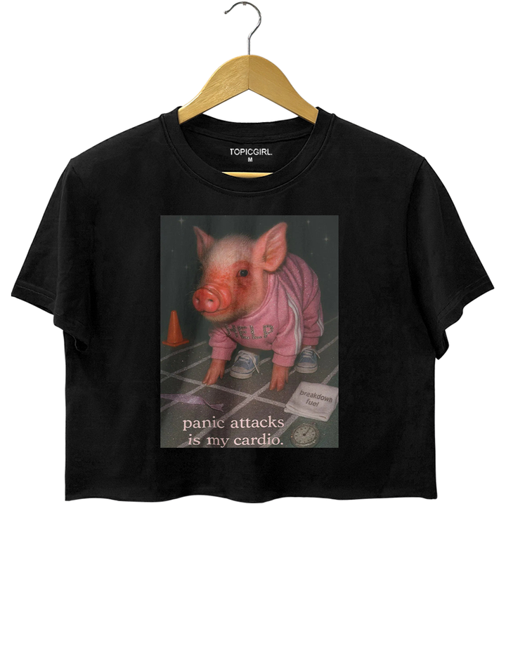Cute Pig Panic Attacks Is My Cardio Crop Top