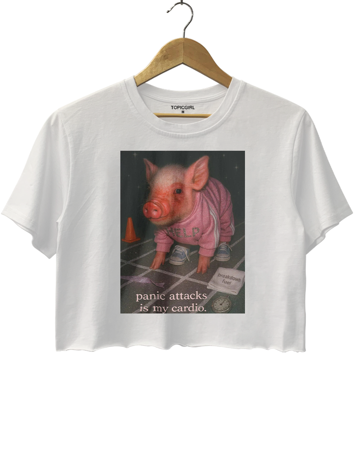 Cute Pig Panic Attacks Is My Cardio Crop Top