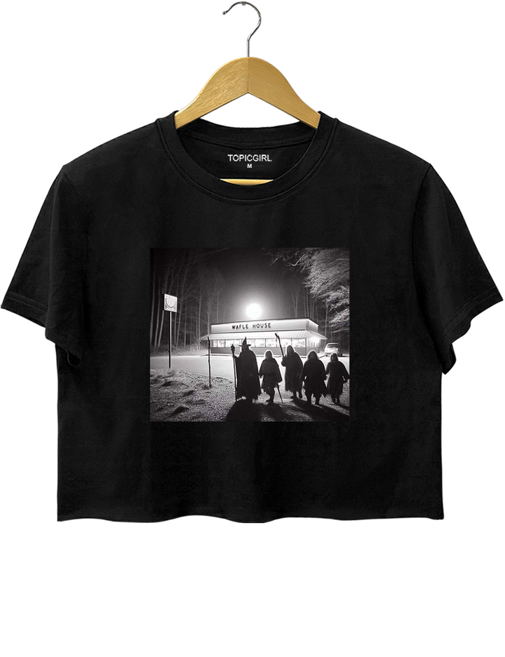Fellowship at Waffle House,Lord of the Rings Parody Crop Top