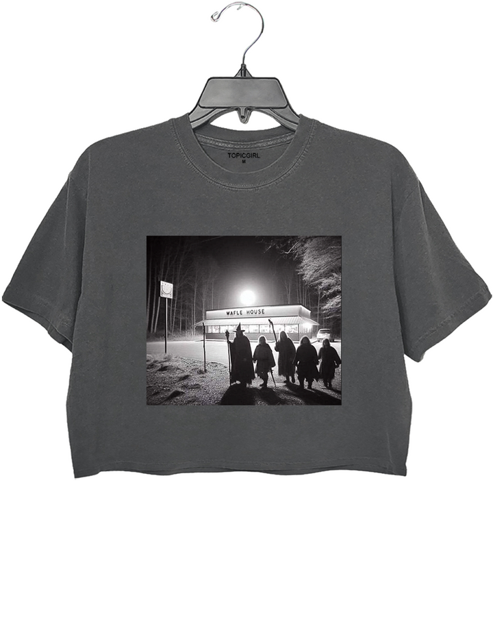 Fellowship at Waffle House,Lord of the Rings Parody Crop Top