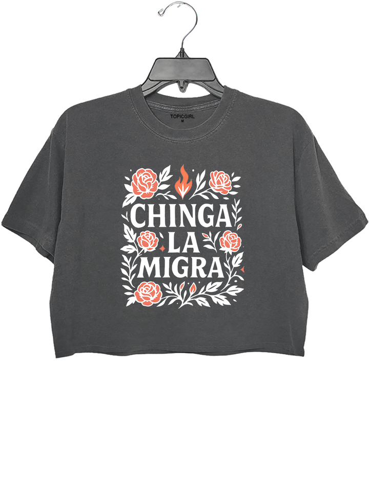 Chinga La Migra Floral Crop Top