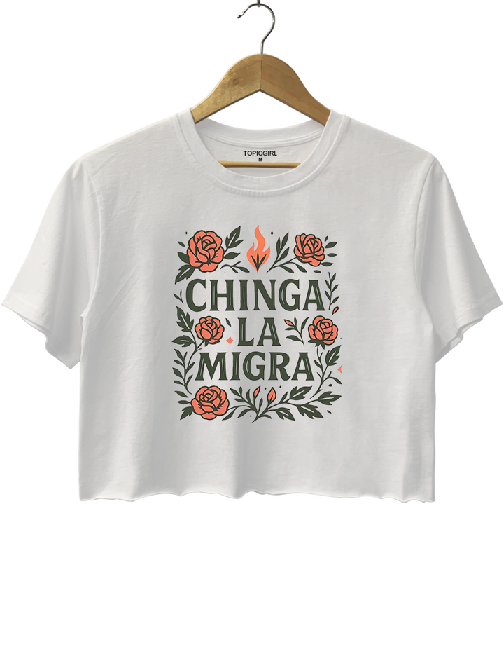Chinga La Migra Floral Crop Top