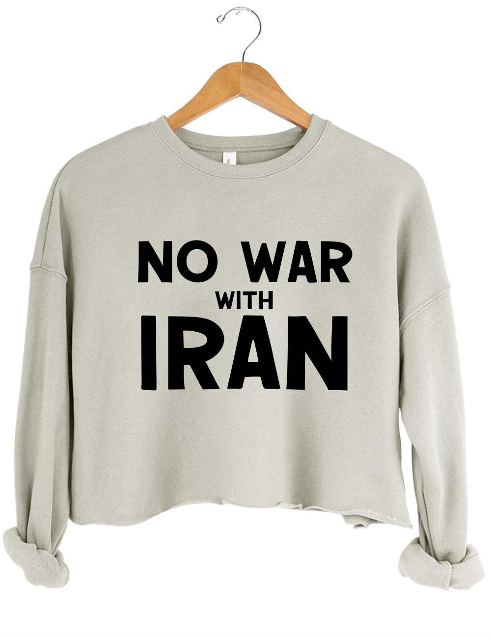 No War With Iran Crop Sweatshirt
