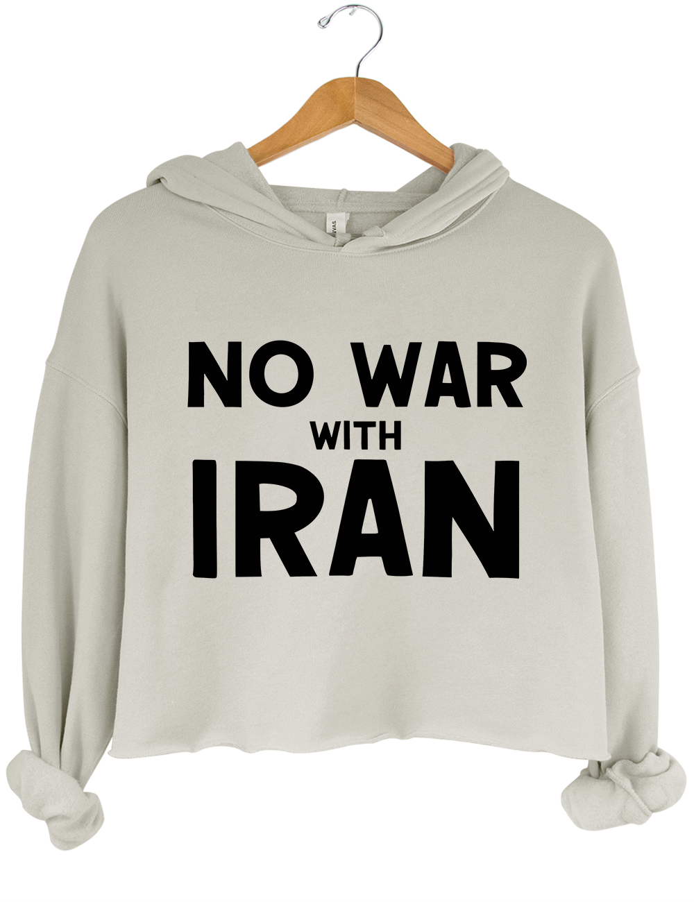 No War With Iran Crop Hoodie