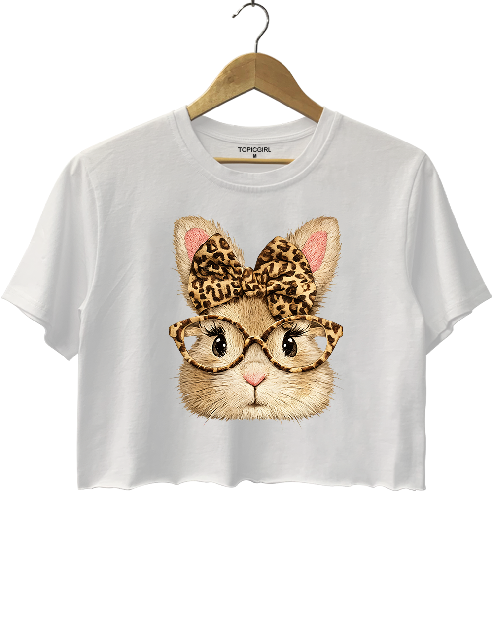 Happy Easter Leopard Bunny Crop Top