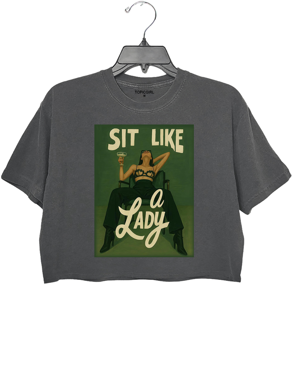 Sit Like A Lady Graphic Crop Top