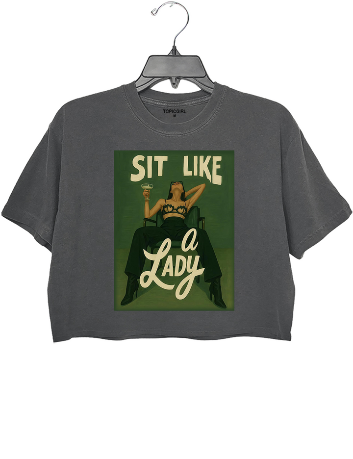 Sit Like A Lady Graphic Crop Top
