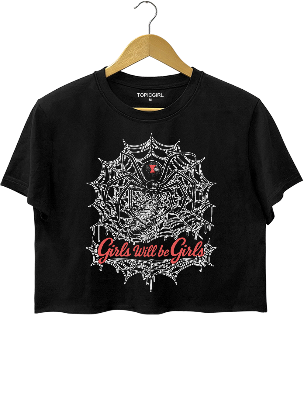 Girls Will Be Girls Black Widow Graphic Crop Top
