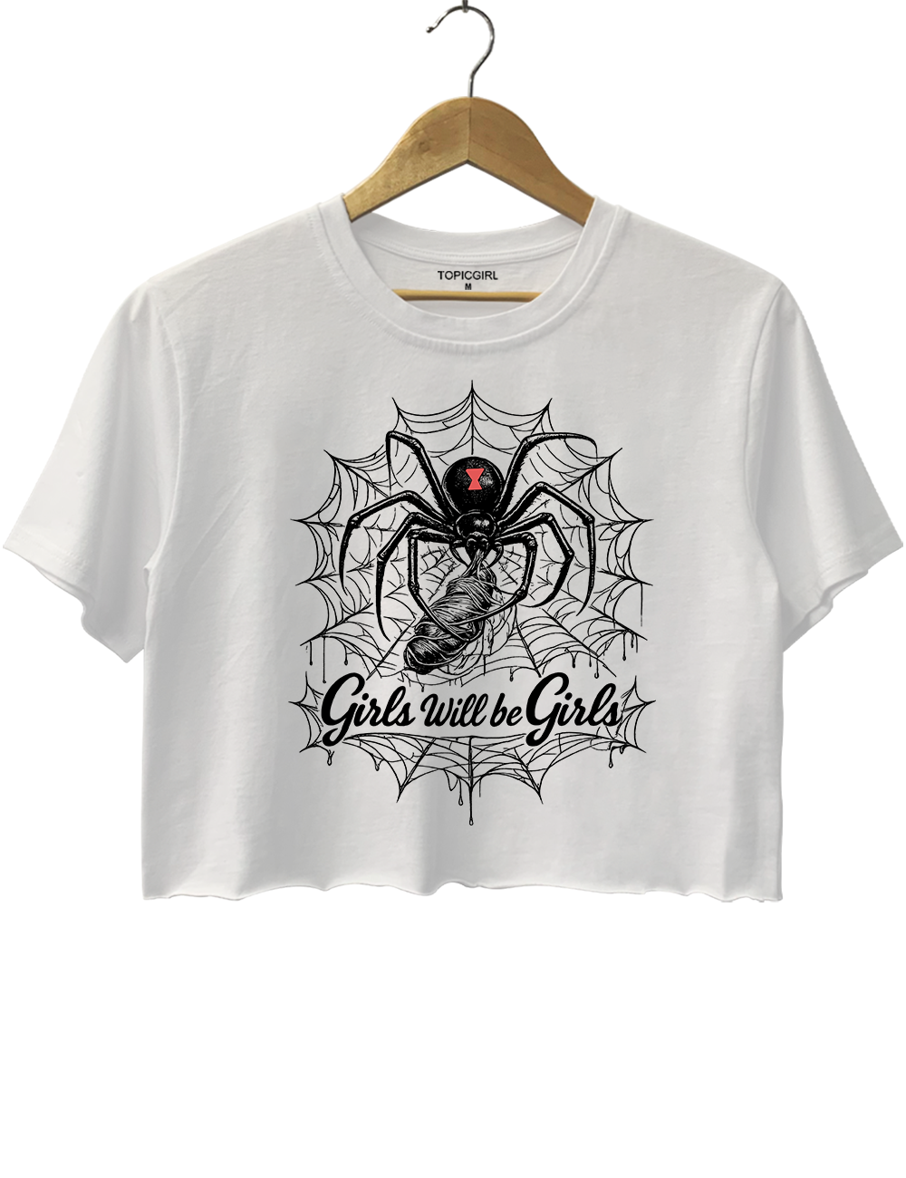 Girls Will Be Girls Black Widow Graphic Crop Top