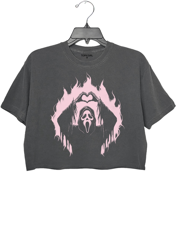 Funny Ghostface Scary Movie Heart Hands Crop Top