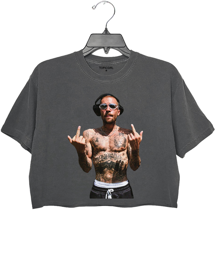 Justin Bieber Middle Finger Crop Top