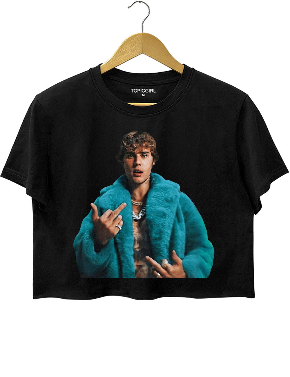 Vintage Style Justin Bieber Graphic Crop Top