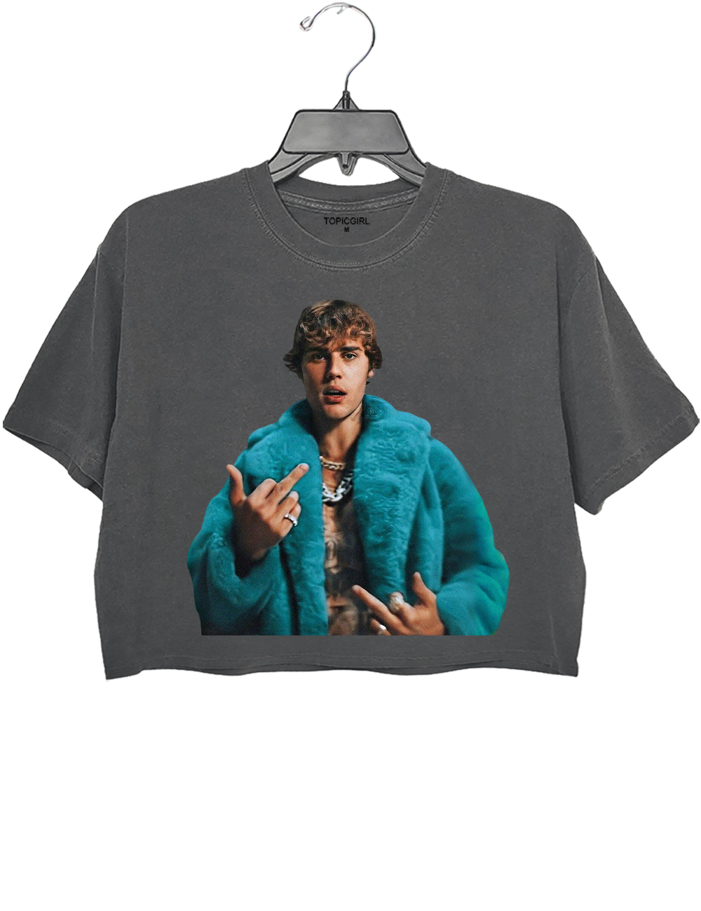 Vintage Style Justin Bieber Graphic Crop Top