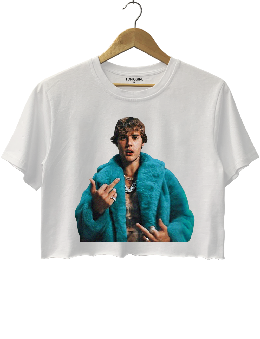 Vintage Style Justin Bieber Graphic Crop Top