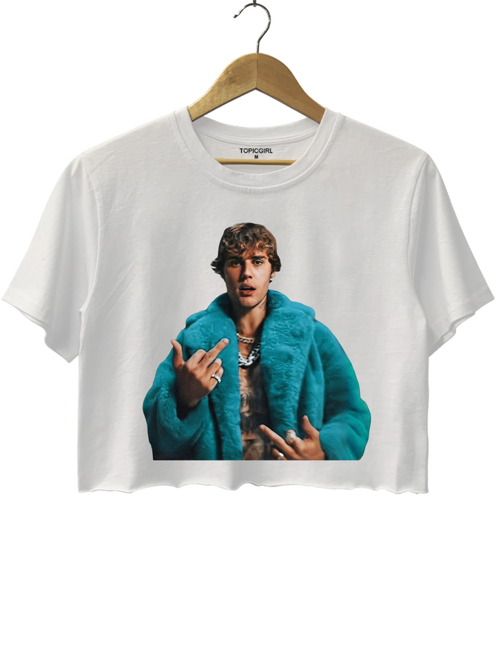 Vintage Style Justin Bieber Graphic Crop Top