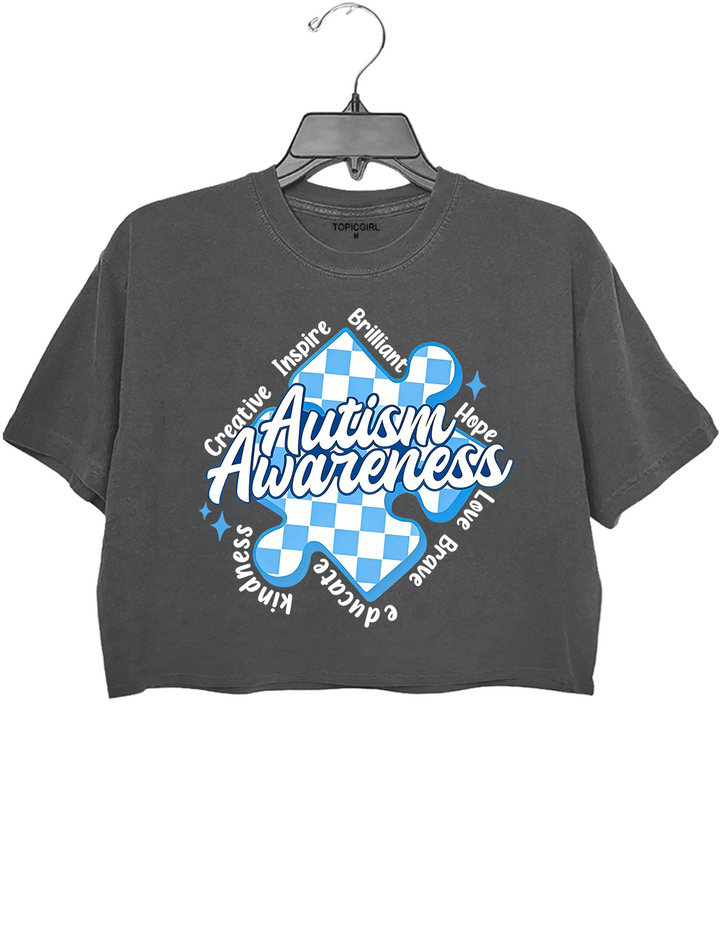Autism Awareness Puzzle Piece Graphic Crop Top
