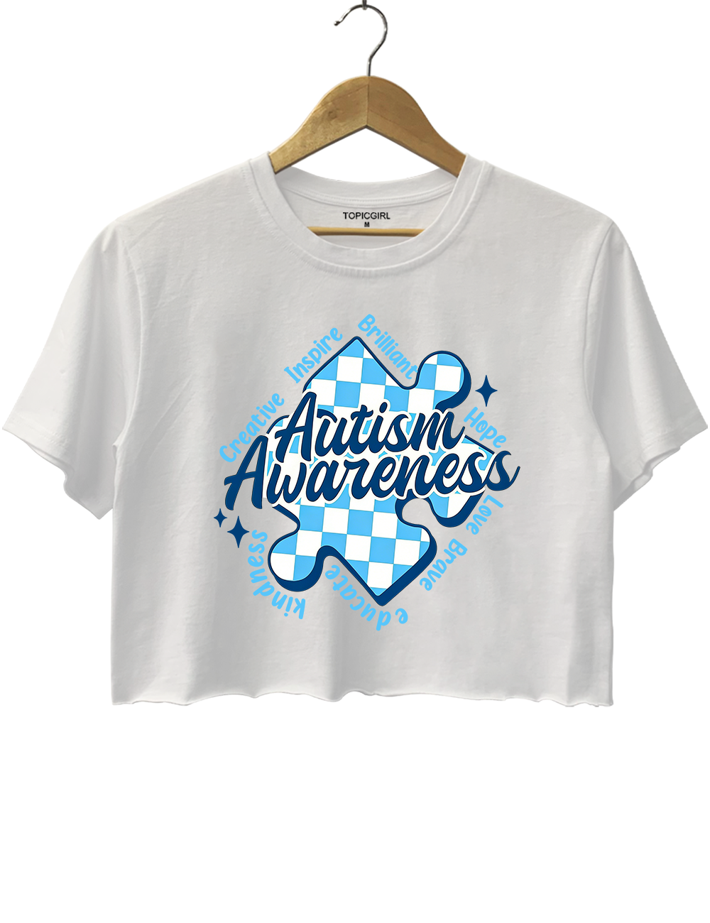 Autism Awareness Puzzle Piece Graphic Crop Top