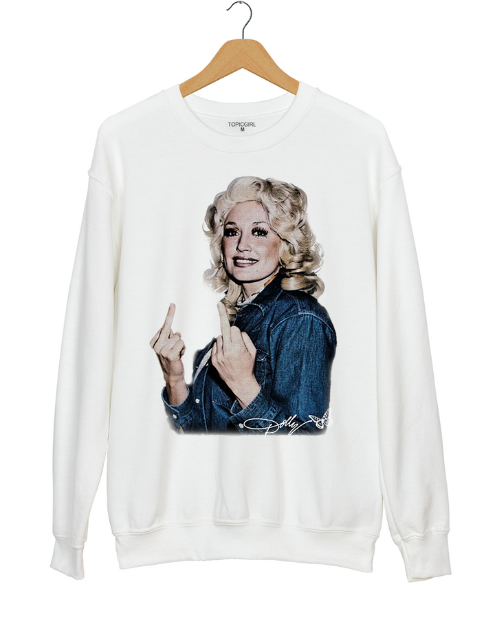 Vintage Dolly Parton Middle Finger Graphic Sweatshirt