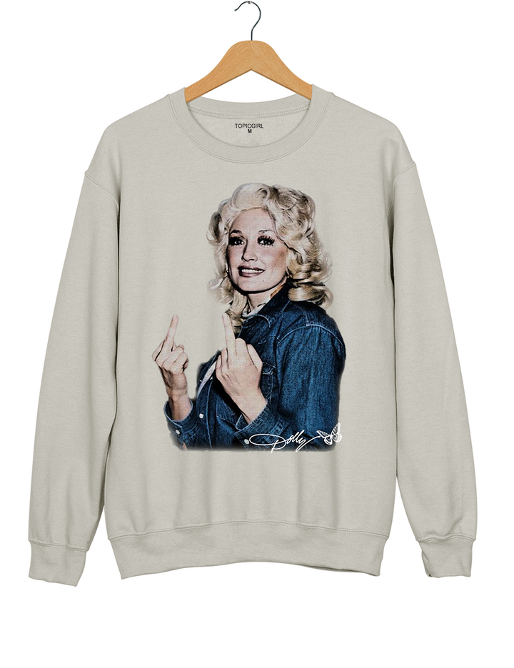 Vintage Dolly Parton Middle Finger Graphic Sweatshirt